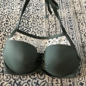 Army Green Crochet Bathing Suit Top